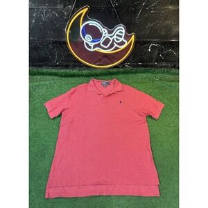 Ralph Lauren Polo Shirt Mens XL Big Coral Pink‎ Soft Knit Blue Pony Preppy Golf